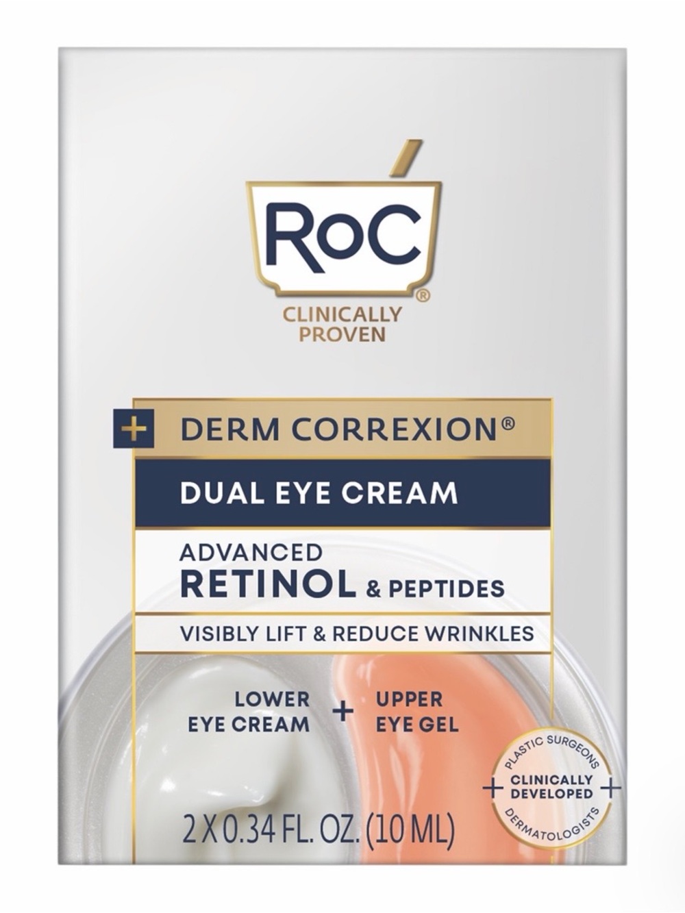 RoC Derm Correxion Dual Eye Cream Retinol + Peptides - 2x0.34oz